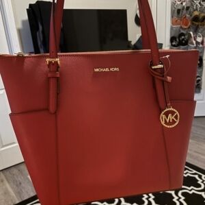 NWT - Michael Kors Crimson Red Tote Jet Set